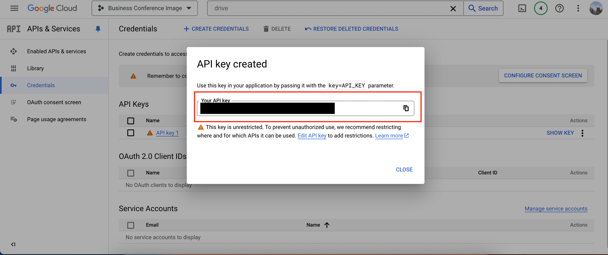 Google Cloud console - copy API Key.png