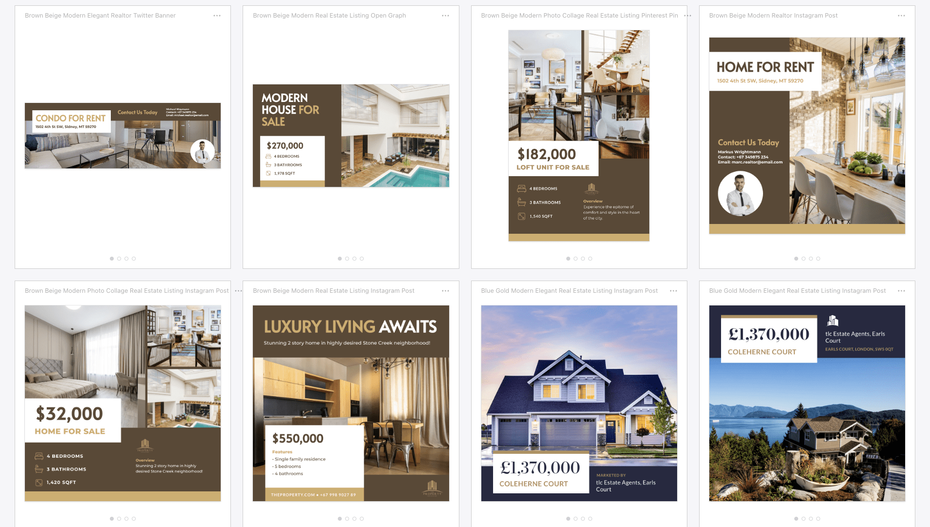 Screenshot of Bannerbear real estate templates