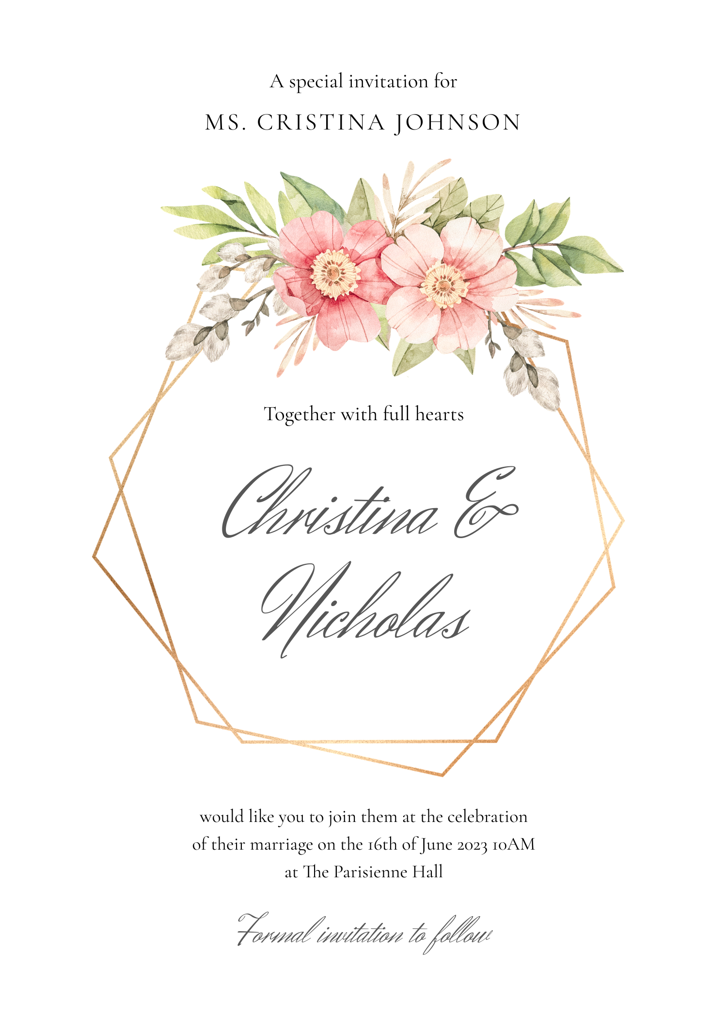 Bannerbear Elegant Floral Wedding template