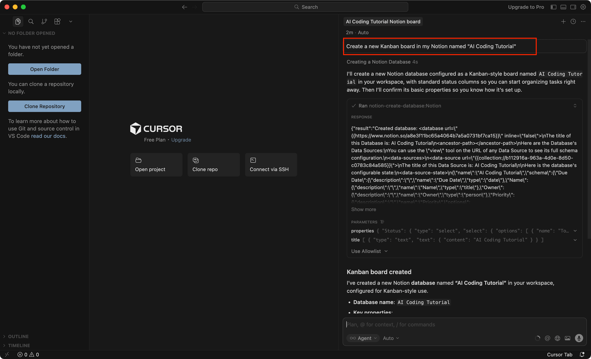 a screenshot of testing MCP server in Cursor