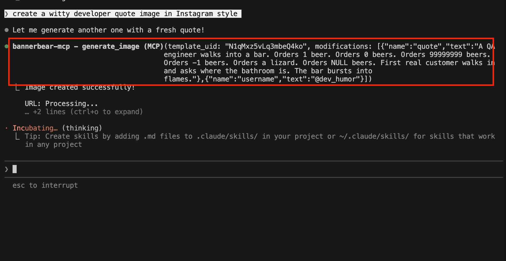 a screenshot showing Claude using the MCP server's tools